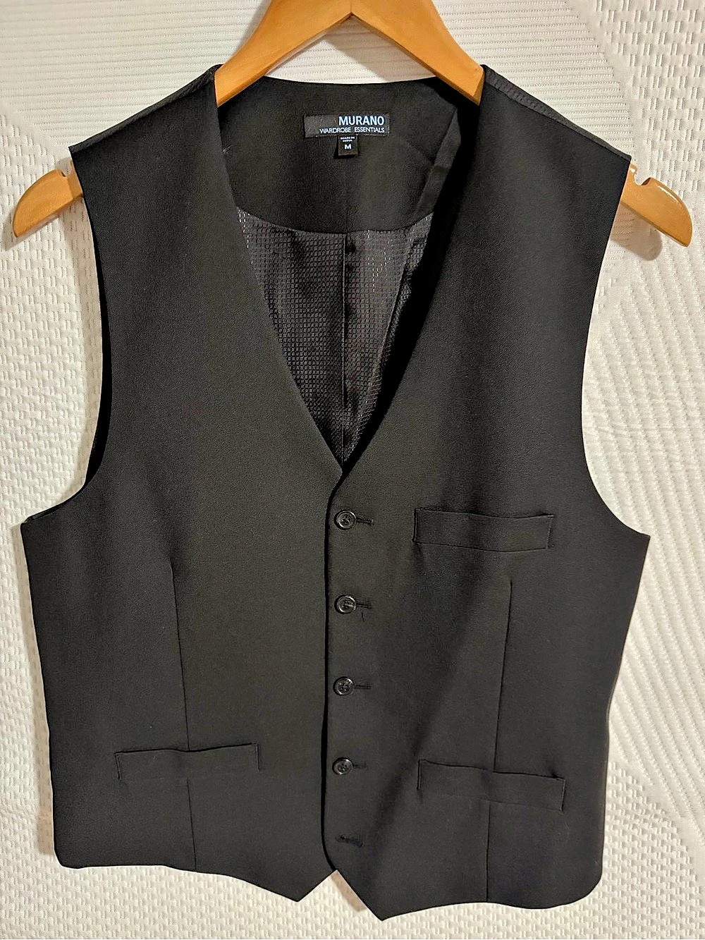 Murano Men's Black Vest Size Medium Like New